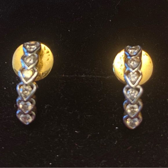 New Natural Diamond Heart Hoop Earrings in 18k Solid Gold - Picture 3 of 11
